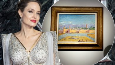 Photo of Angelina Jolie selling painting by Winston Churchill gifted to FDR.