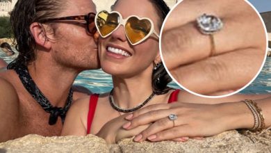 Photo of Sophia Bush shows off engagement ring from fiancé Grant Hughes.